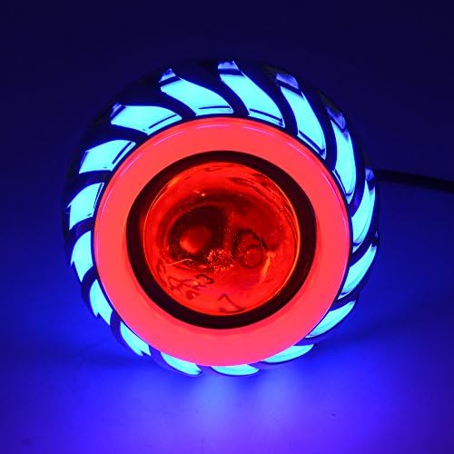 yoyoball8 LED Projector CREE Headlight,Double Halos Ring Angle Devil Eye Low Beam Motorcycle Neon Light-Big/Blue,small/red