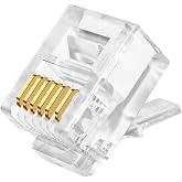 XANHAM RJ12 6P6C Connectors(25 Pieces Pack) 6 Pin Telephone Line Cable Wire Male Plug, AV00303