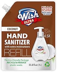 Wish Recambio Desinfectante para manos 33.8 oz perfumado con humectante adicional 1 litro (coco)