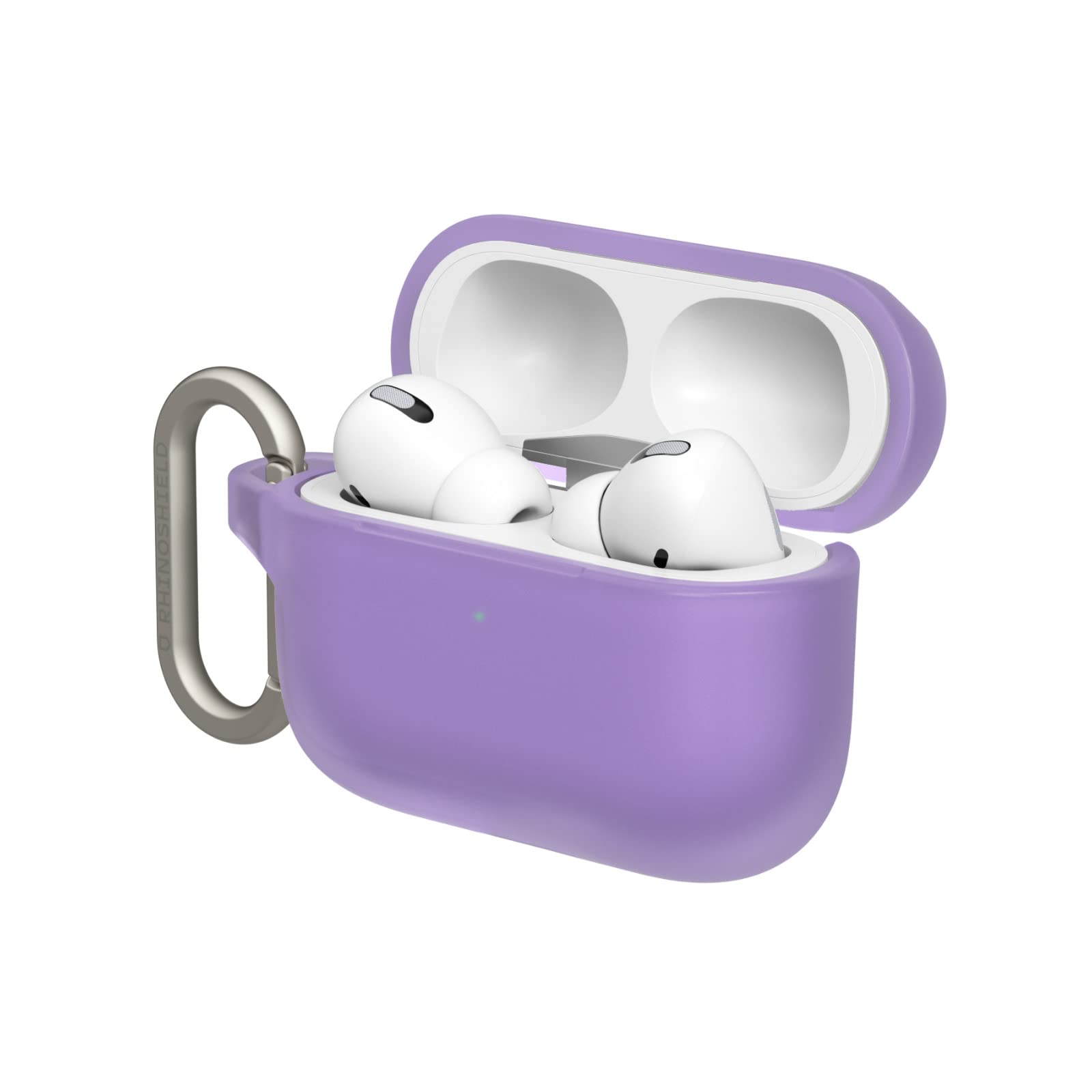 RHINOSHIELD AirPods Case with Carabiner Compatible with Apple [AirPods Pro] | Military Grade Drop Protection, Scratch Resistant, Wireless Charging - [Violet, Standard Set]