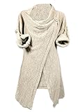 FACE N FACE Women's Loose Asymmetric Hem Split Wrap Sweater Poncho Coat