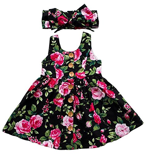 Rjxdlt baby girls dresses flower printed skirt dress 12…