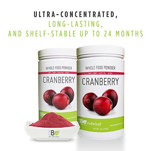 Nubeleaf Cranberry Powder - Non-GMO, Gluten-Free, Vegan Source of Antioxidants & Phytonutrients, Fiber, Vitamin C - Single-Ingredient Nutrient Rich Superfood for Cooking, Baking, Smoothies (14oz)