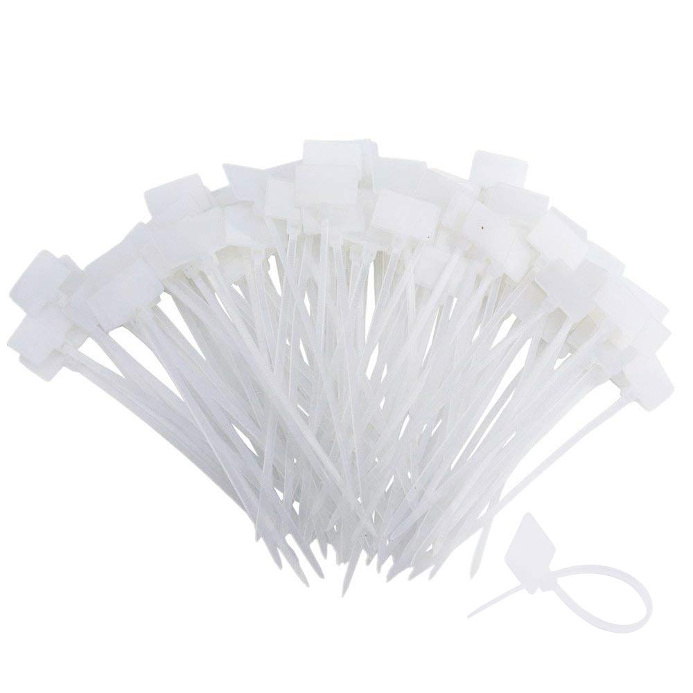 INCREWAY 200pcs Nylon Cable Marker Ties Self-Locking Cord Tags 4 Inches Write on Ethernet Label Wire Straps