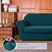 SUBRTEX Stretch Sofa Slipcover 2 Piece Sofa Cover 3 Seater Soft Couch Slipcover Washable Furniture Covers, Jacquard Fabric Small Checks(Turquoise,Sofa)