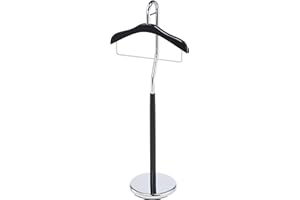 PROMAN PRODUCTS Proman Proudcts Amber Freestanding Valet Stand Coat Rack Organizer for Men and Women with Hanger, Trouser Bar, Black