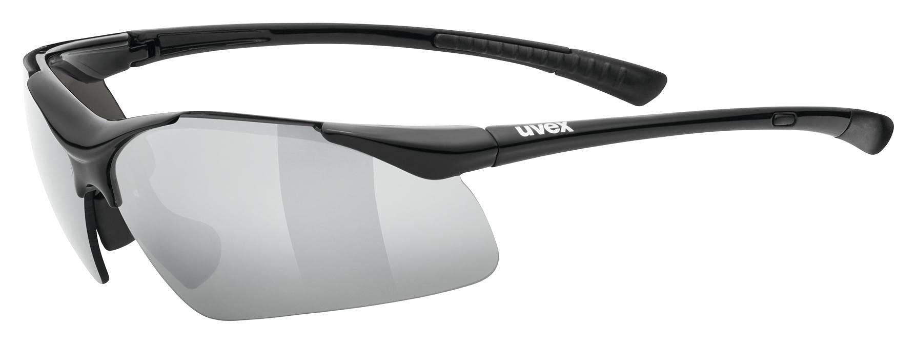 uvex Sportstyle 223 - Sports Sunglasses for Men and Women - Mirrored Lenses - Comfortable & Non-Slip - Black/Silver - One Size