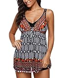 Zando Women's Slimming Tummy Control Swimdress Swimwear Long Torso Tankini Swimsuit Retro Skirt Swimming Suit for Women