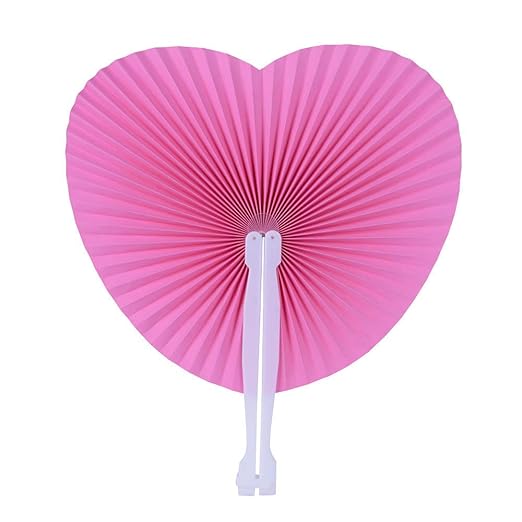 CozofLuv Zeremonielle Deko 48 STK. Heart Form Fächer Set Hochzeit Papierfächer Klappfächer Chinesisch Papier Handfächer Faltb