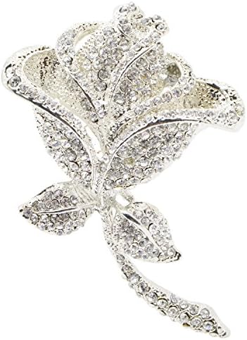 NEOWOO Rose Flower Crystal Jewelry Brooches Rhinestone Wedding Bouquet Brooch Pin for Women
