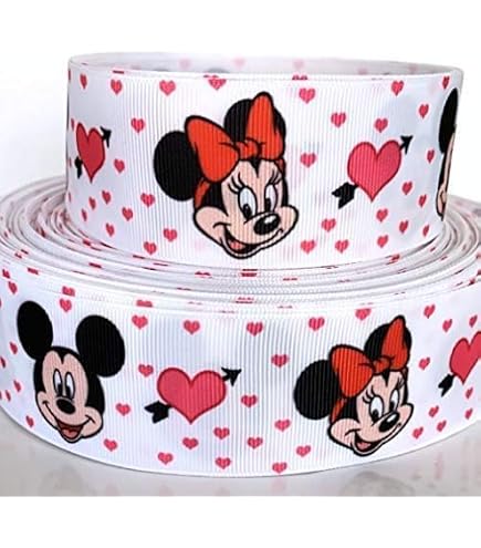 Red Special GROSGRAIN RIBBON 5/8", 7/8", 1.5", 3" Mickey Mouse White Dots Red Printed M1M - NÉBULA - Espacio De Creación Contemporánea | Madrid Cintas Decorativas Navideñas