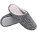 HomeIdeas Men's Cashmere Cotton Knitted Anti-Slip House Slippers, Autumn Winter Breathable Indoor Shoes Dark Gray