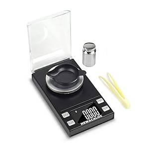 NEWACALOX Digital Milligram Jewelry Scale 50 x 0.001g,High Precision Portable Multifunction Lab Reload Powder Gold Scales with Calibration Tare Weights, Black