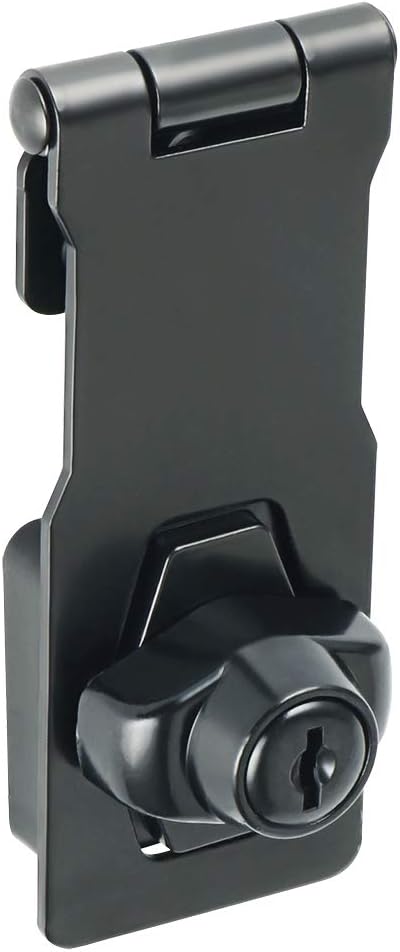SAYAYO Shed Lock with 2 Keys, Keyed Hasp Door Lock Garden Gate Latch Bolt Security for Wooden Gates 4 Inches Metal Matte Black Finished