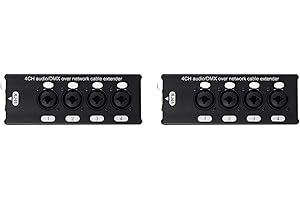 Mucalam 2X 4-Channel Audio/Over Network Cable Extender 3-Pin XLR Audio and DMX512 Network Signal Extender Female