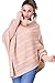 WozWoz Women's Polo Neck Knit Poncho Cape Jumper + Arm Warmer Fingerless Gloves