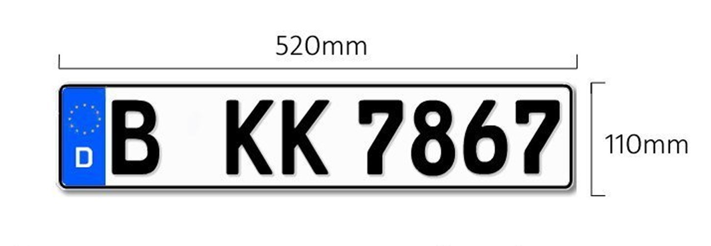 Kfz Kennzeichen / Euro Nummernschild Deutschland - 520mm x 110mm Standardmaß: Amazon.de: Auto