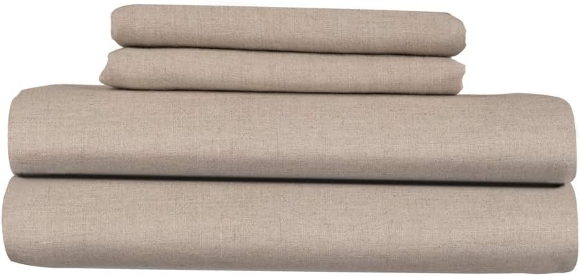 European Made Pure Linen Sheets Set (Flat, Fitted and 2 Pillowcases). 100% Fine Organic and Natural Flax (Full, Natural)