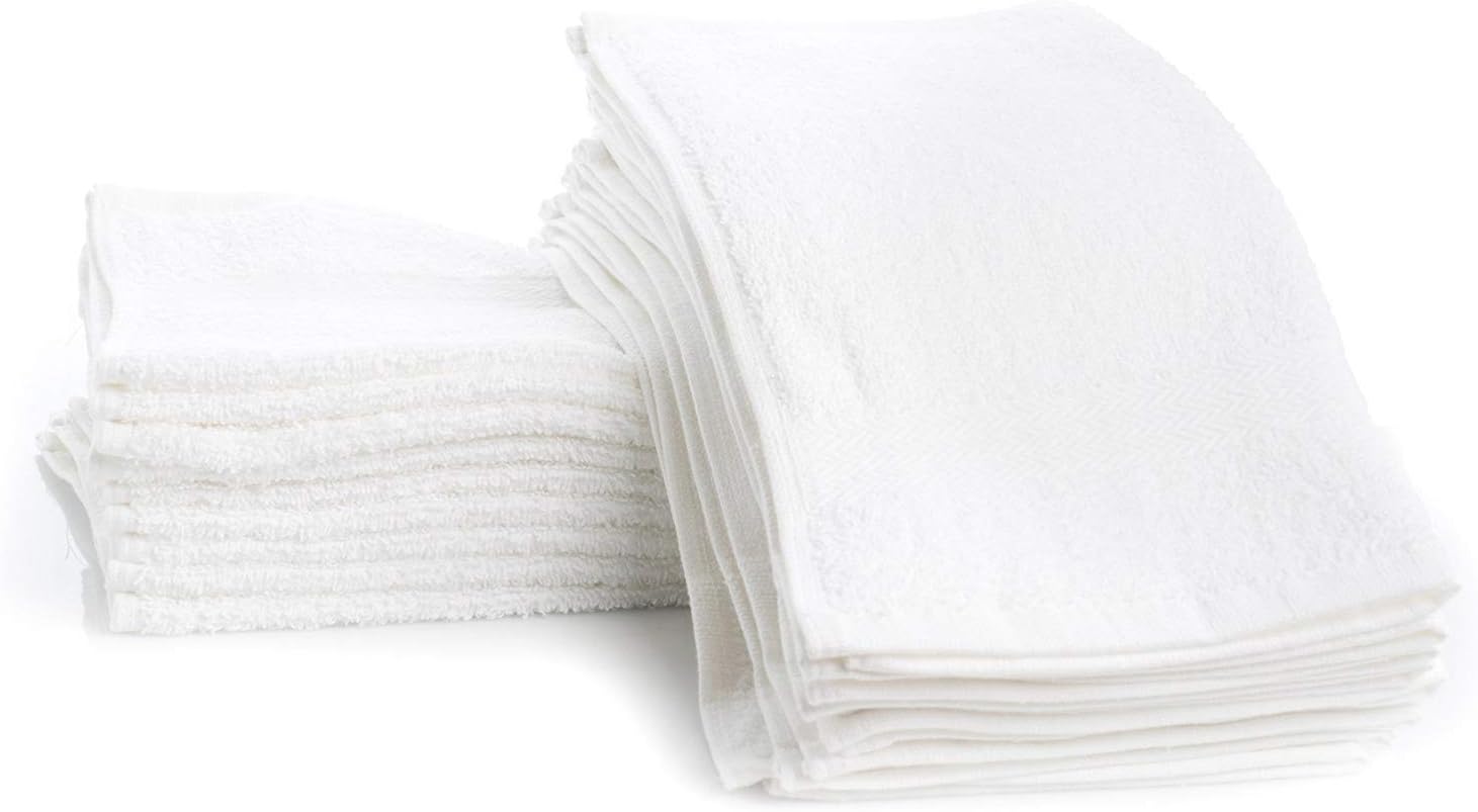 Simpli-Magic Cotton Washcloths White, 40 Pack, Size: 12”x12”: Kitchen & Dining
