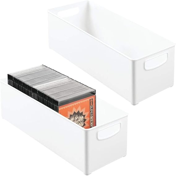 mDesign Set of 2 DVD storage boxes Long OpenTop Plastic Storage