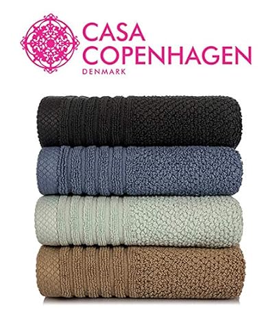 Casa Copenhagen Solitaire 600 GSM 100% Cotton 4 Pcs Hand Towels (17 X 27 Inch) - Slate Blue,Tortilla Brown,Oxford Blue,Smoke Grey