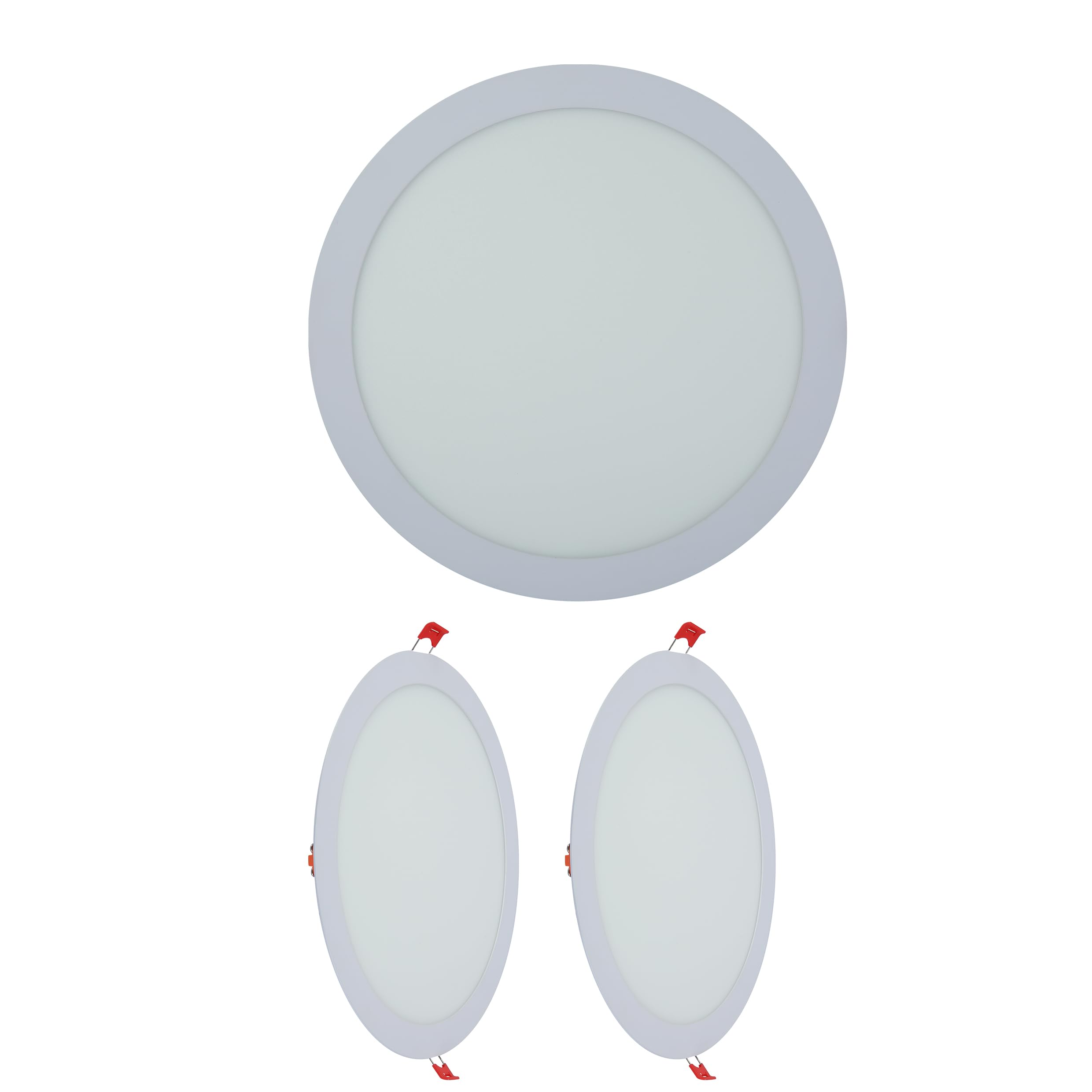 TEKLED LED Round Recessed Ceiling Light | Flat Panel Ultra Slim 300mm Downlight | 24W 2400LM 3000K Warm White | for Home Kitchen Office Shop Industrial Use | 2-Pack [Energy Class F]