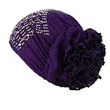 bestpriceam Women's Winter Hat Lace Butterfly Decorate Beanie Caps Lady Skullies Turban Cap (Purple 1)