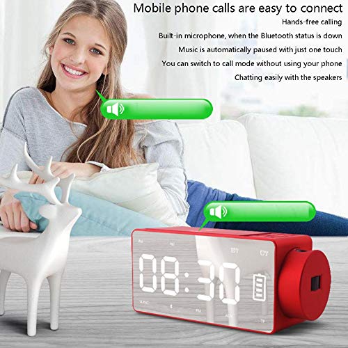 SHZONS Digital Alarm Clock,LED Projection Alarm Clock with Bluetooth Speaker,Dual Alarm,FM Radio,USB Charging Ports,Snooze
