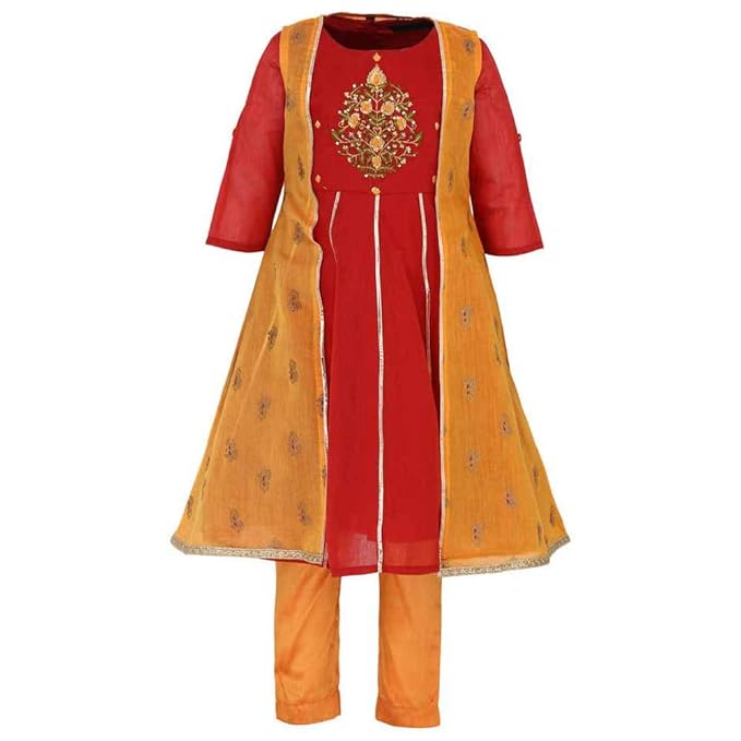 Girl's synthetic Salwar Suit Set (206131574_ Red_ 4 Years)