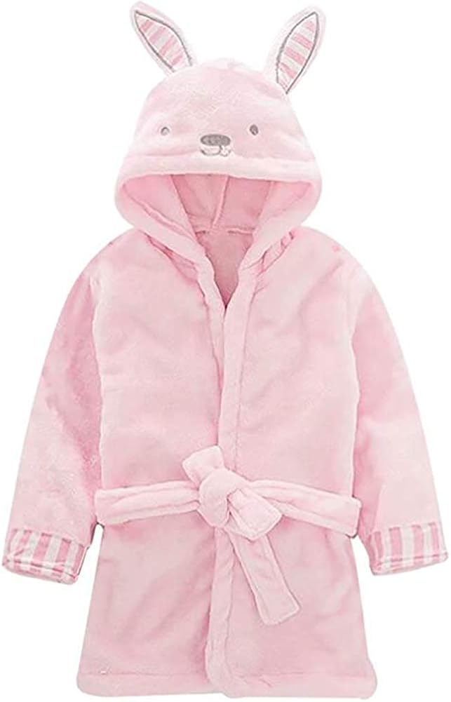 Glosun Baby Coral Fleece Bathrobe Toddler Kids Hooded Terry Robe Cartoon Animal Pajamas Sleepwear Bath Wrap: Clothing