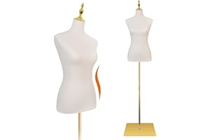 SHAREWIN Female Mannequin, 54"-76" Height Adjustable Manikin Torso with Metal Stand & Leather Surfaces for Skirt & Shirt & Sewing Dress Display, Beige