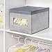 mDesign Large Soft Stackable Fabric Baby Nursery Storage Organizer Holder Bin Box with Front Window/Lid for Child/Kids Bedroom, Playroom, Classroom, Lido Collection, 4 Pack, Gray