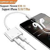 Lightning Adapter Headphone for iPhone8/8Plus iPhoneX/10 iPhone 7/7Plus/6/6Plus 2in1 Lightning Jack Earphone to 3.5mm AUX Jack Adaptor Splitter Cable(Audio+Charge)Support iOS 11 or Later (White)…