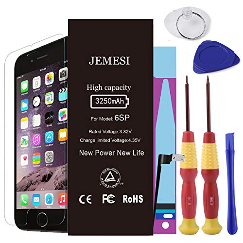 JEMESI Battery for iPhone 6S Plus with Repair Tool Kits - Instructions and Screen Protector,New 0 Cycle Battery Replacement(24-Month Warranty)