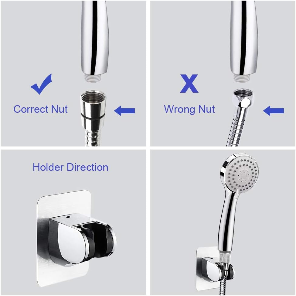 Taiker Shower Head, High Pressure Rainfall Shower Head/Handheld Combo, Luxury Modern Chrome Plated with 60'' Hose Anti-leak with Holder, 4 Shower Hooks - - 