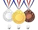 Senjo Rewards Olympic Style Award Medals for Kids and Adults, Metal Competition Ribbons with Display Hook Hangers Gold, Silver, Bronze Awards (3 Piece Set)