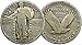 1919 No Mint Mark -1930 U.S. Standing Liberty Silver Quarter Dollar, Circulated Condition (1/4) Seller Average Circulated to Fine