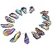 SUNYIK Crystal Points Rock Quartz Rough Stones Loose Beads for Jewelry Making Top Drilled,Titanium Coated Crystals,Rainbow