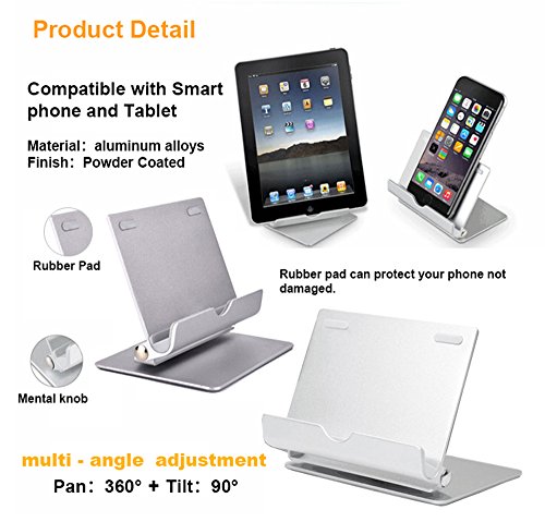 WER iPad Stand Desktop Multi-Angle Adjustable Portable Aluminium Stand Holder for Ipad1/2/3/Mini/Air/Samsung Tablet computer/Smartphone iphone6/6s/5/5s and E-readers