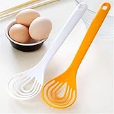 Plastic Whisk Set of 2 | Flat Whisks for Cooking & Kitchen Whisk | BPA-Free Heat-Resistant for Blending, Frothing, Baking | Non-Scratch Manual Mixing Gadgets