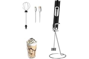 Milk Frothers, Electric Milk Frother Handheld with 2 Stainless Whisks 3 Adjustable Speeds, Mousseur à Lait Electric Whisk Foa