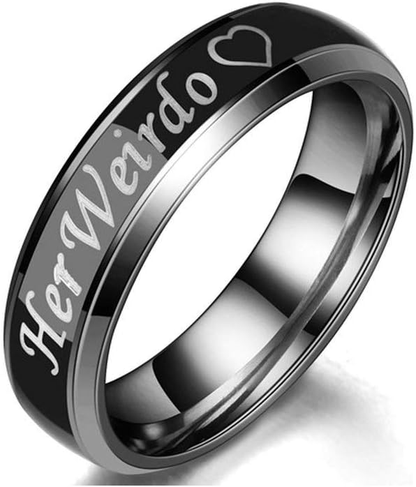 fashionlife2018 Titanium Mood Ring Temperature Emotion Feeling Change Color Rings His Crazy Her Weirdo Engagement Promise Couple Rings 6mm