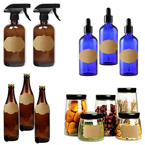 Cualfec Christmas Gift Tag Stickers Glass Bottle Labels Natural Kraft Label Stickers for Christmas Gifts, Mason Jars, Glass Bottles, Candle Containers - 2 x 3" Lots Room for DIY - 2 Rolls - Thumbnail 6