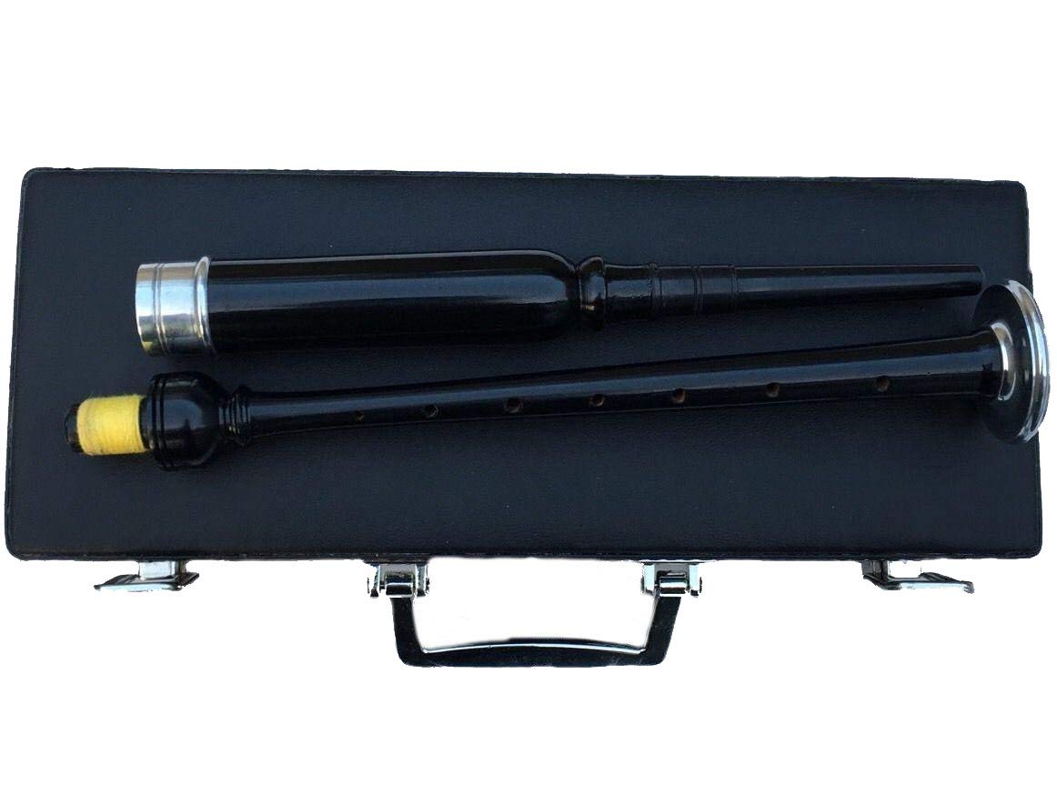 Scottish Great Highland Bagpipes Practice Chanter Rosewood Silver Amounts with Carrying Hard Case | Best Bagpipe Practice Chanter + 2 Reeds and Hard Carrying Case