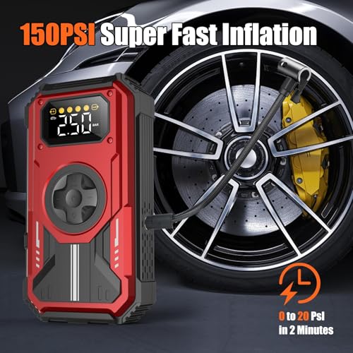 VANLYTPET Arrancador de Batería de Auto Portátil 6000A con Compresor 150PSI 12V