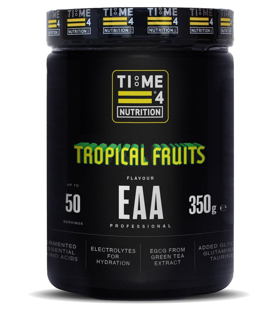 Time 4 EAA Professional Essential Amino Acid Powder 50 Servings - Fermented Aminos, EAA, BCAA, Hydration, Intra Workout Drink with EGCG & B Vitamins for Muscle Growth & Recovery (Tropical Fruits)