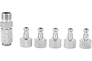 Culnflun Airbrush Quick Release Connector Kit, 6PCS Stainless Steel Adapter Set Easy Connect Disconnect Fittings for Master I