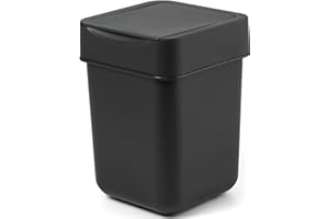carrotez Mini Trash Can, Coffee Bar, Vanity, Desk, Countertop, 2 Liter/ 0.5 Gallon, Mini Wastebasket, Garbage Container Bin - Black