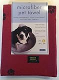 Aquis Aquis Doggie Dryer 19 by 39-Inch Microfiber Pet Towel, Large, Red with Black Paw Prints