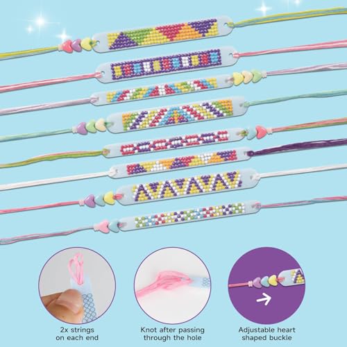 Diamond Art Bracelet Making Kit for Kids, 10 PCS DIY Multicolor Gem Friendship Bracelets Craft Set for Girls Ages 6-12, Creative Jewelry, Safe & Fun Easter Birthday Gift for Children